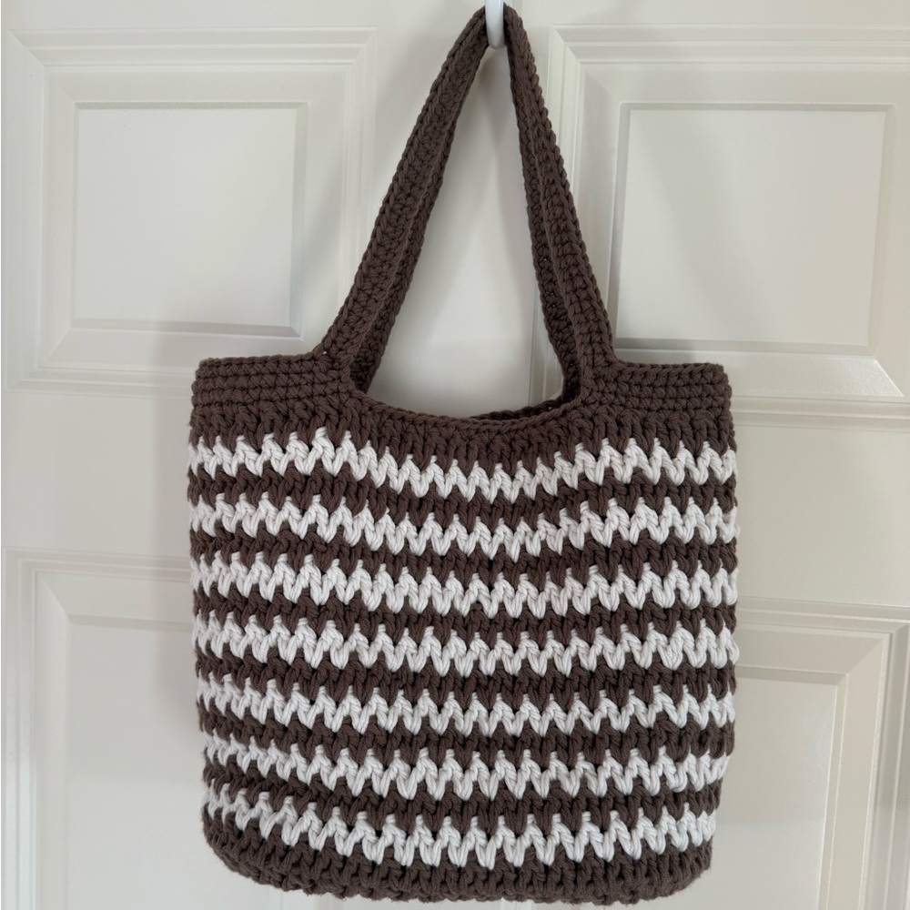 Handmade Crochet Tote | Cotton Shoulder Bag | Boho Market Bag